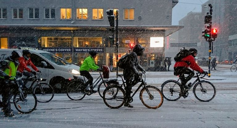 Снегопад в Стокгольме. 