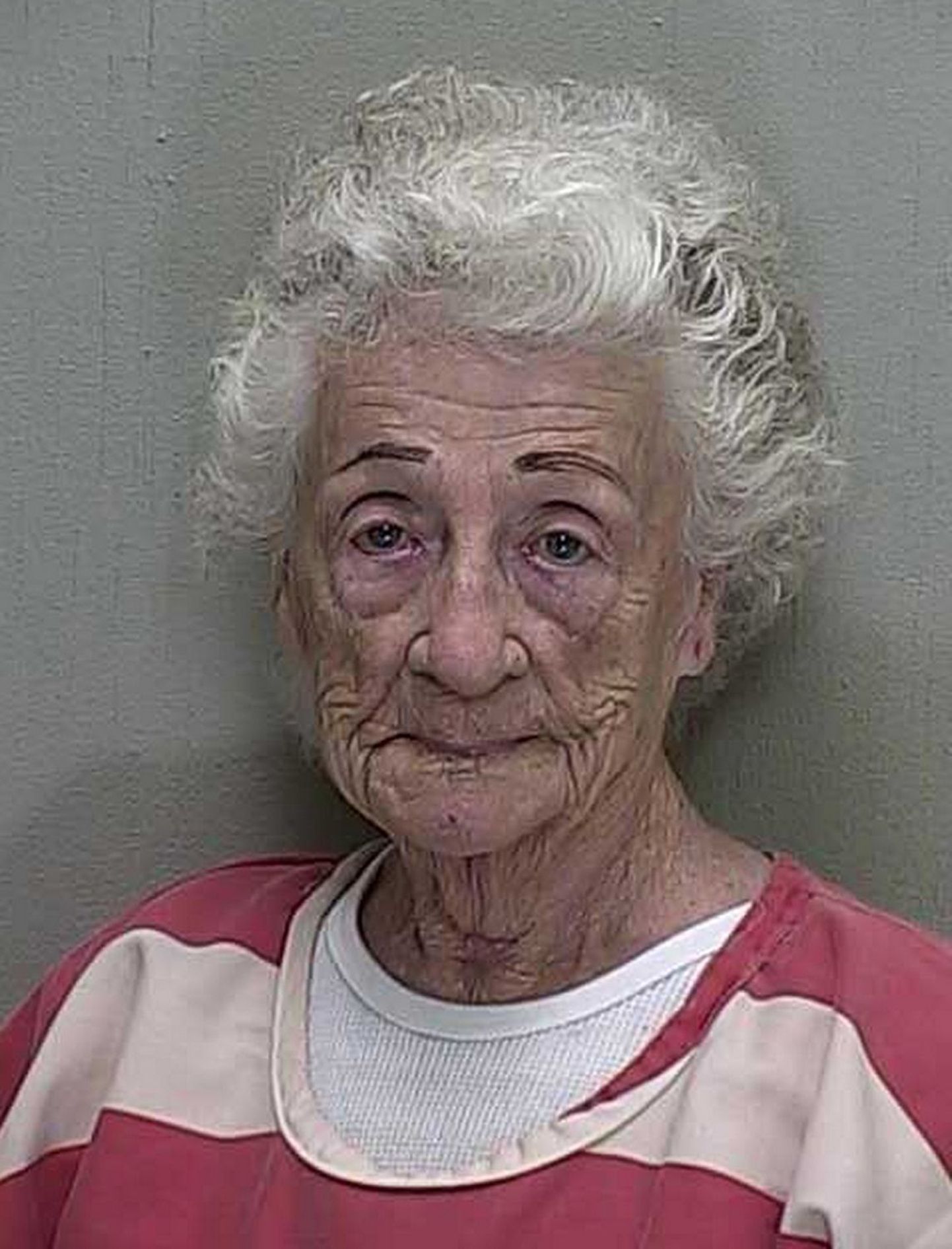 The booking mugshot of 92-year-old Helen Staudinger is seen in this handout released March 23, 2011. The central Florida woman fired a semi-automatic pistol four times at her 53-year-old neighbor's house after he refused to kiss her, police said on Tuesday.     REUTERS/Courtesy of Marion County Sheriffs Office/Handout  (UNITED STATES - Tags: CRIME LAW SOCIETY IMAGES OF THE DAY) FOR EDITORIAL USE ONLY. NOT FOR SALE FOR MARKETING OR ADVERTISING CAMPAIGNS. THIS IMAGE HAS BEEN SUPPLIED BY A THIRD PARTY. IT IS DISTRIBUTED, EXACTLY AS RECEIVED BY REUTERS, AS A SERVICE TO CLIENTS