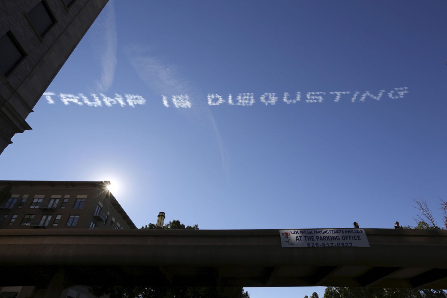 Надпись в небе Калифорнии: "Трамп отвратителен".