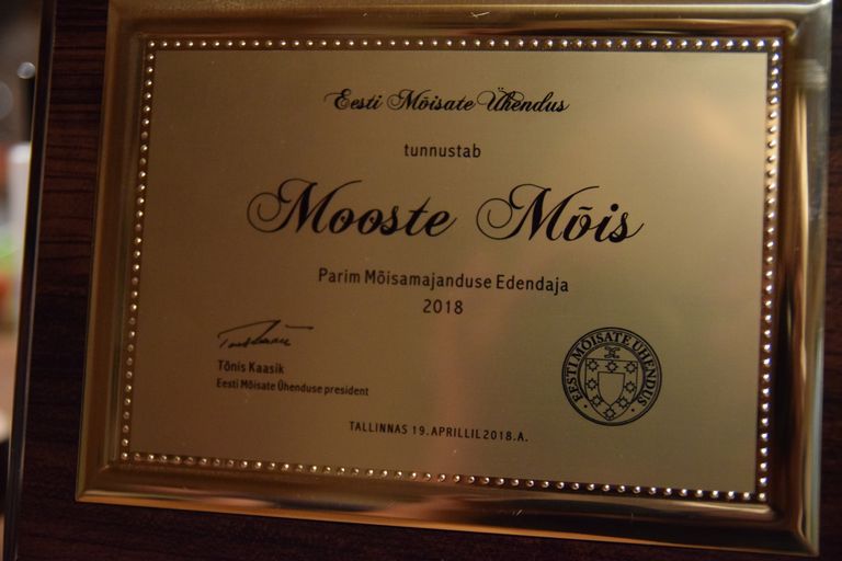 Mooste Mõis pälvis parima mõisamajanduse edendaja tiitli.