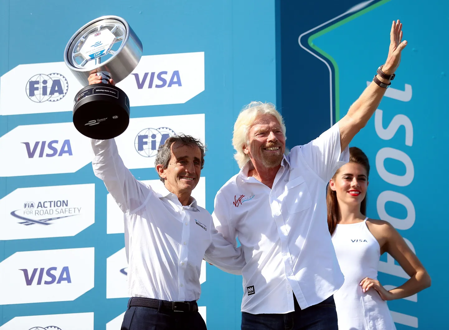 Alain Prost (vasakul) ja sir Richard Branson.
