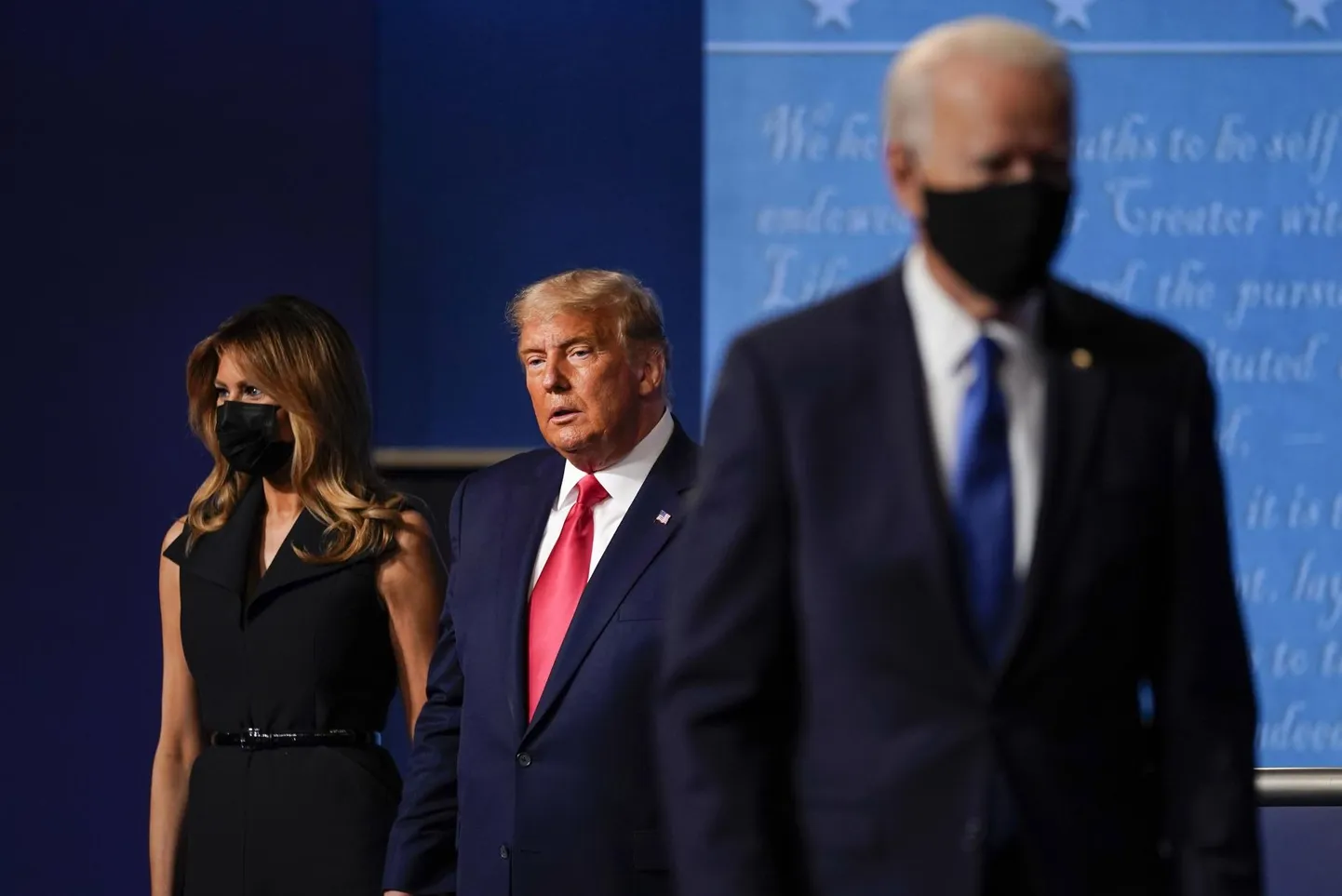 Melania Trump, Donald Trump ja Joe Biden Nashville’is peetud teledebati järel.