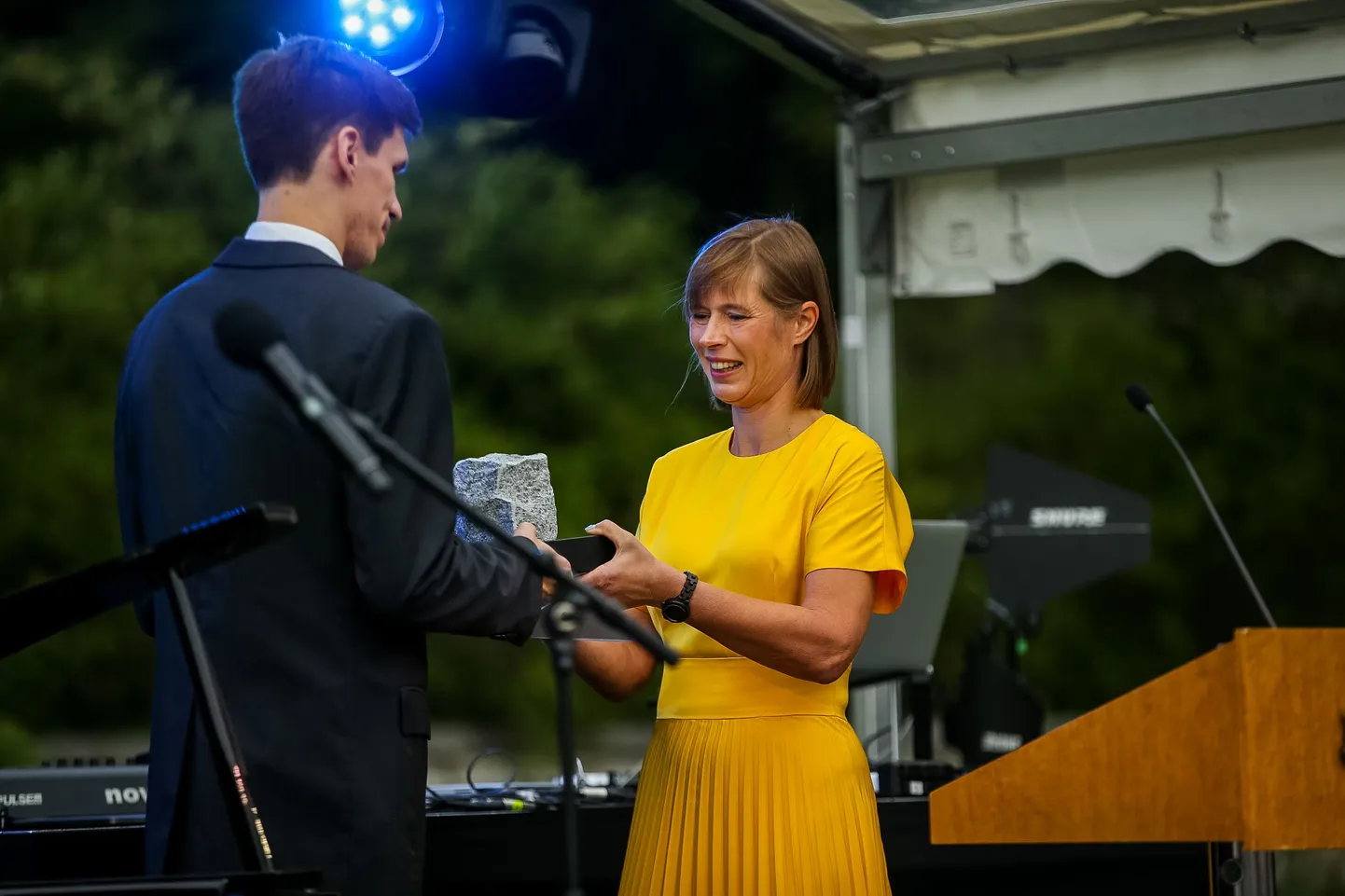 Presidendi vastuvõtt Kadrioru lossi roosiaias.