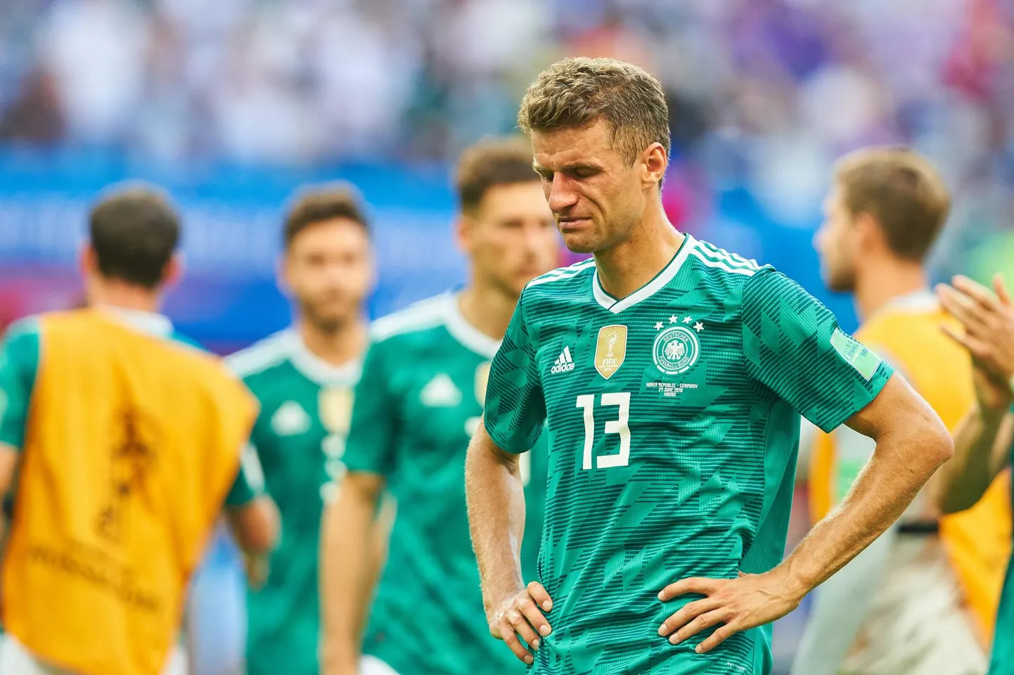 Thomas Müller on palluriteel kogenud nii mõndagi. Mida tähendab talle MMil alagrupis langemine, reedab see jäädvustus kõnekalt. FOTO: Peter Schatz/imago/actionpictures/scanpix