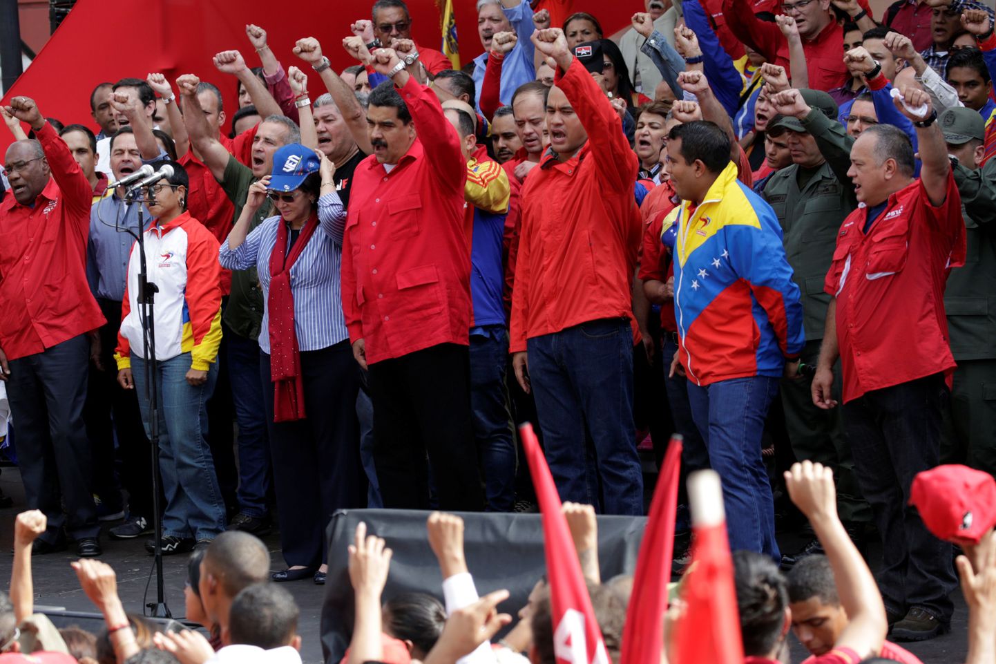 President Nicolas Maduro teisipäeval toetajate korraldatud meeleavaldusel.