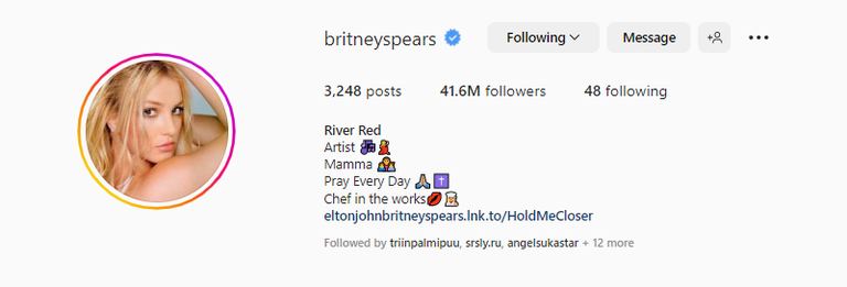 Страница Бритни Спирс в Instagram