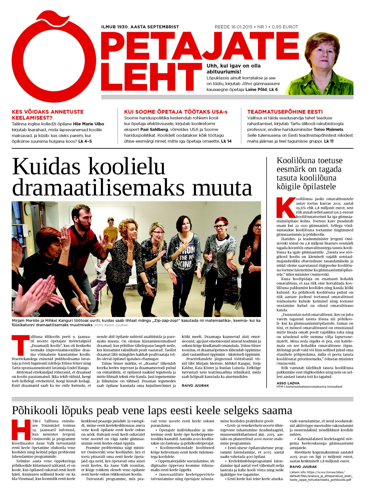 Õpetajate Leht 16. jaanuaril 2015