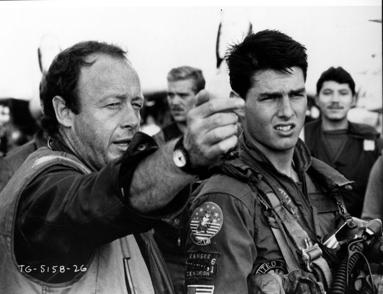 Režissöör Tony Scott ja Tom Cruise 1986. aasta filmi «Top Gun» võtetel