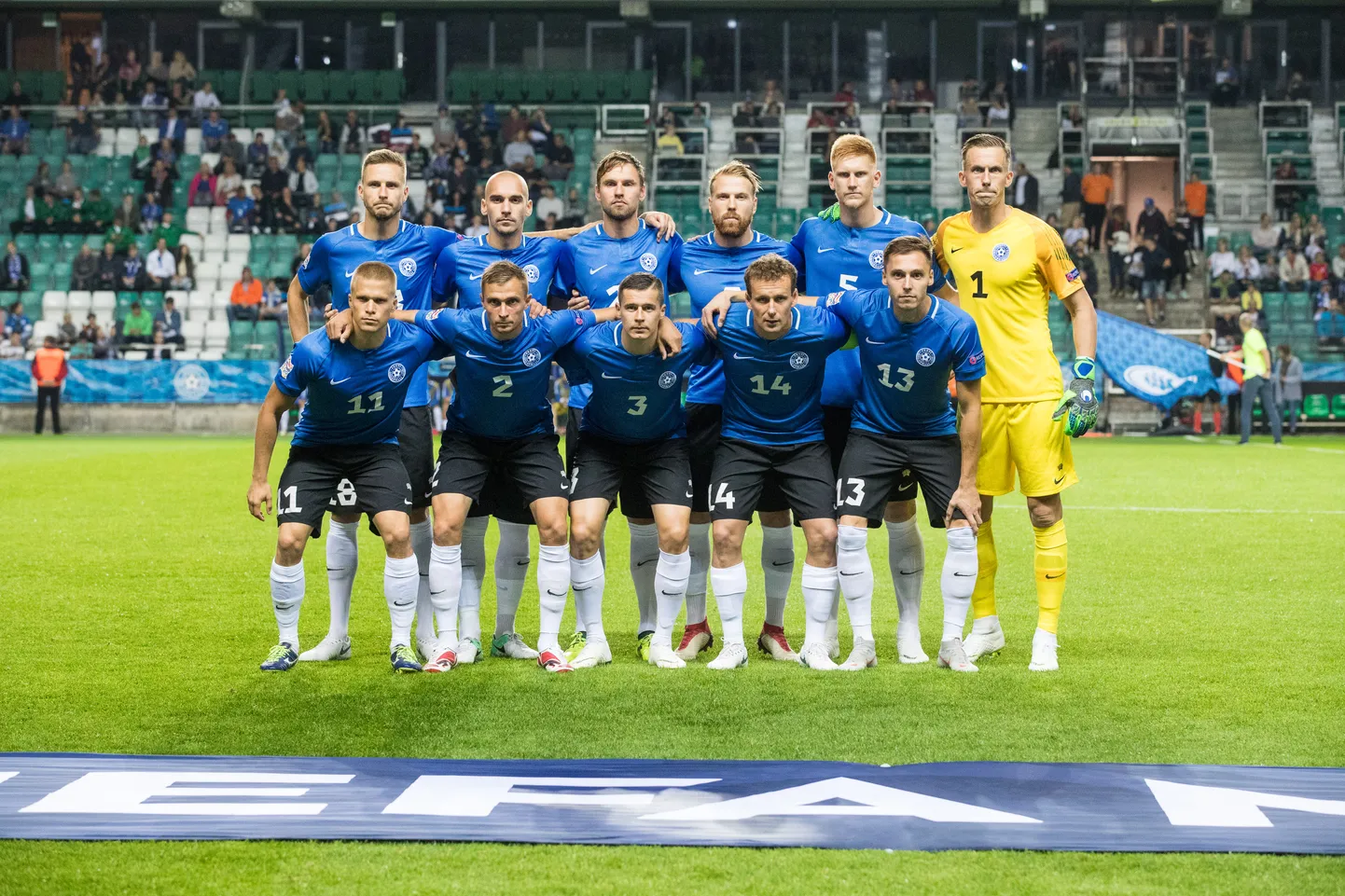 Eesti jalgpallikoondis enne septembris peetud Rahvuste liiga mängu Kreekaga.