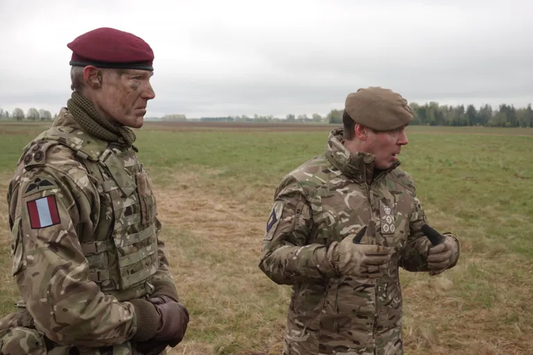 British Army's 16 Air Assault Brigade Combat Team Commander Big. Gen. Mark Berry (left) and Commander of the NATO enhanced Forward Presence (eFP) Battlegroup Brig. Gen. Giles Harris.