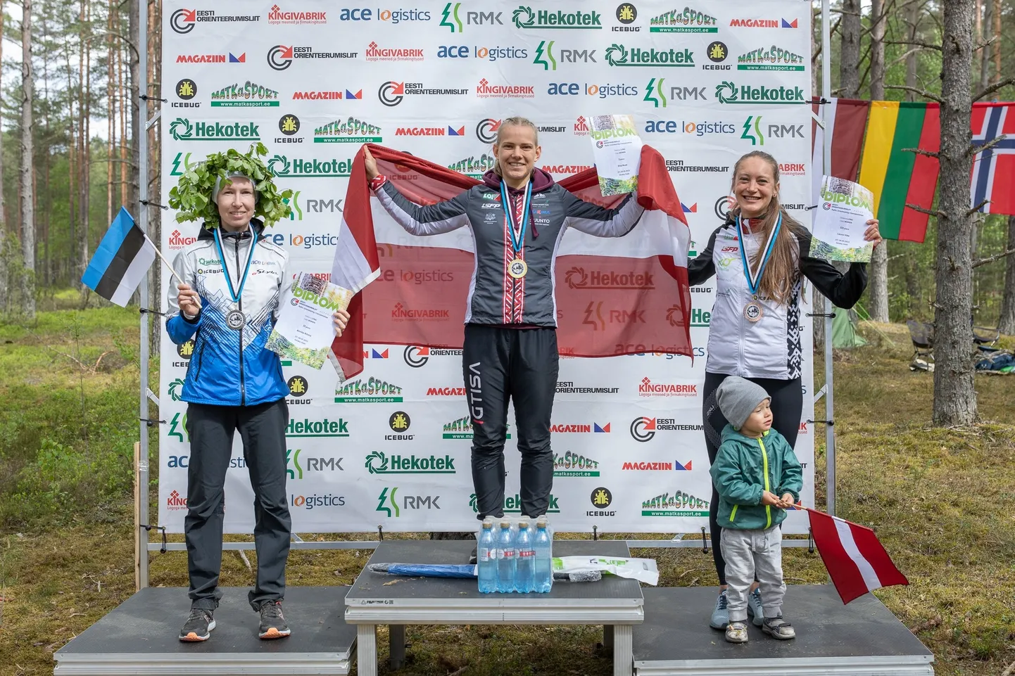 Balti orienteerumise meistrivõistluste naiste esikolmik.