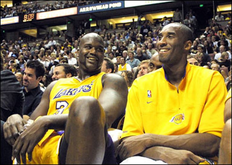Kad abi vēl spēlēja kopā "Lakers" komandas sastāvā. 