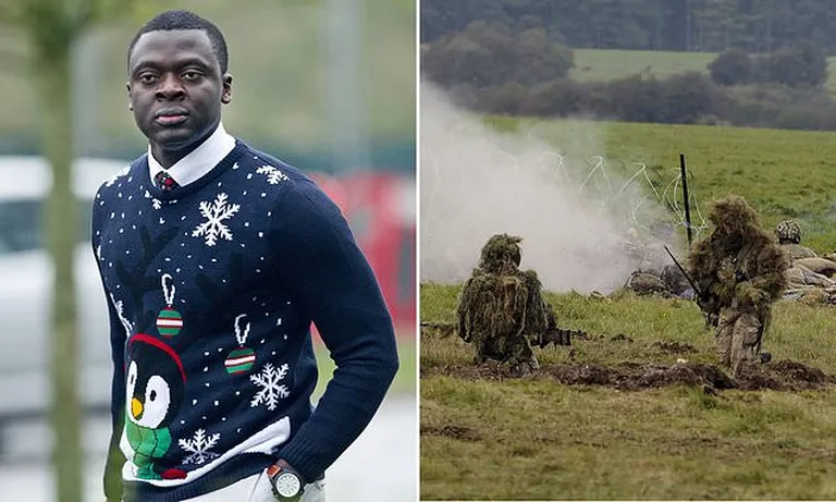 Ghanast pärit briti ekssõdur Michael Asiamah (vasakul) ja briti sõdurid treeningul