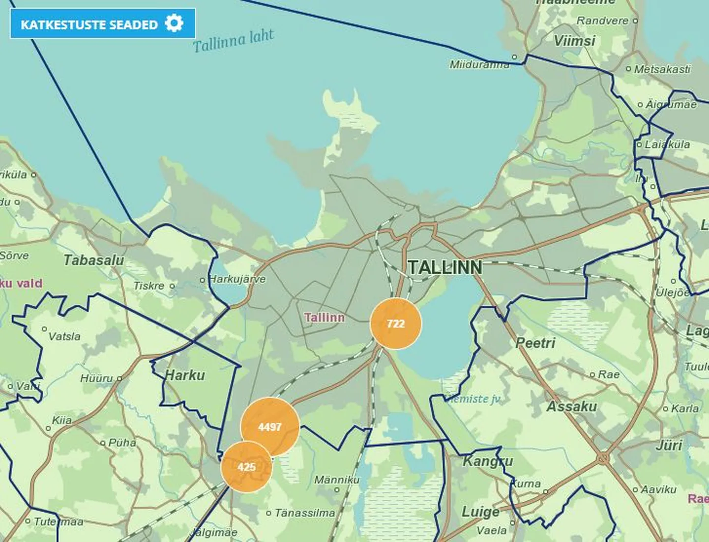 Elektrikatkestus Tallinnas kella 20 seisuga.