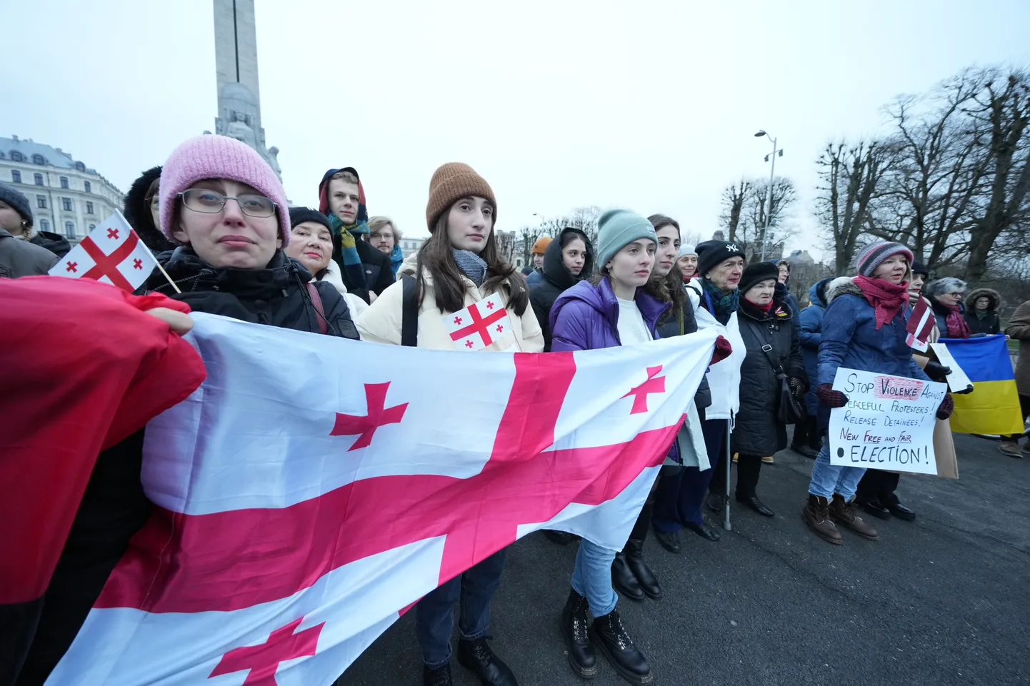 Протест у памятника Свободы