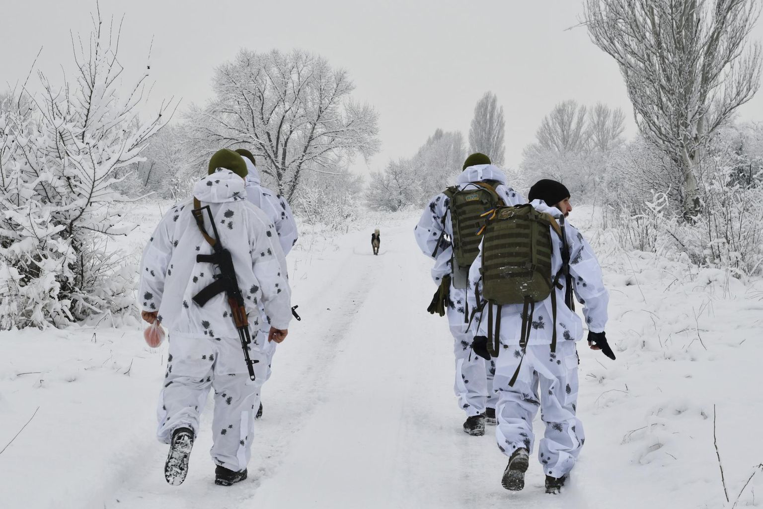 Ukraina sõdurid teel positsioonidele Donetski oblastis Verhnotoretske asula lähedal.