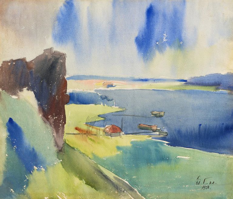 Eduard Timbermann (1905–1935), «Viljandi järv», 1930, Akvarell, Eesti kunstimuuseum.