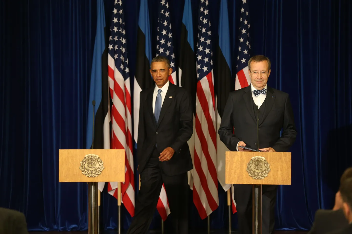 Toomas Hendrik Ilvese ja Barack Obama pressikonverents Eesti Pangas.