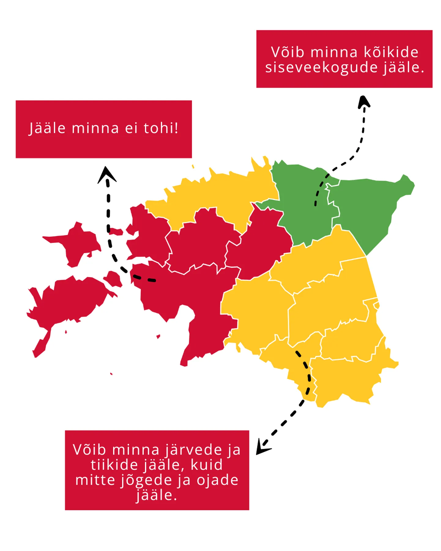 Jääle minek on 1. märtsist keelatud kuues maakonnas.