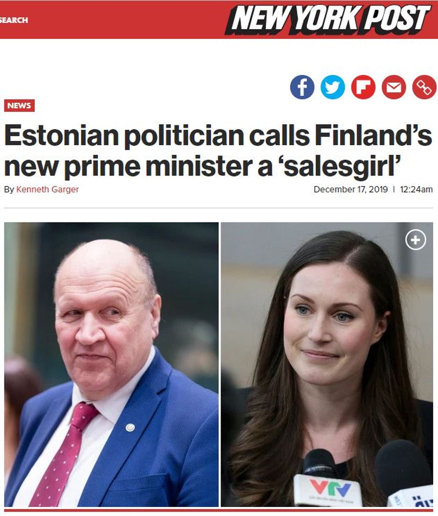 Uudis Eestis lahvatanud skandaalist New York Postis.