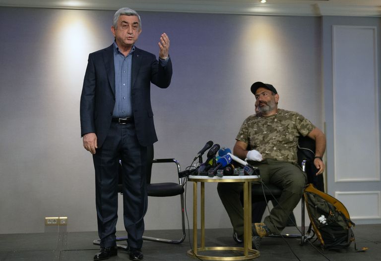 Armeenia peaminister Serž Sargsjan ja opositsiooniliider Nikol Pašinjan
