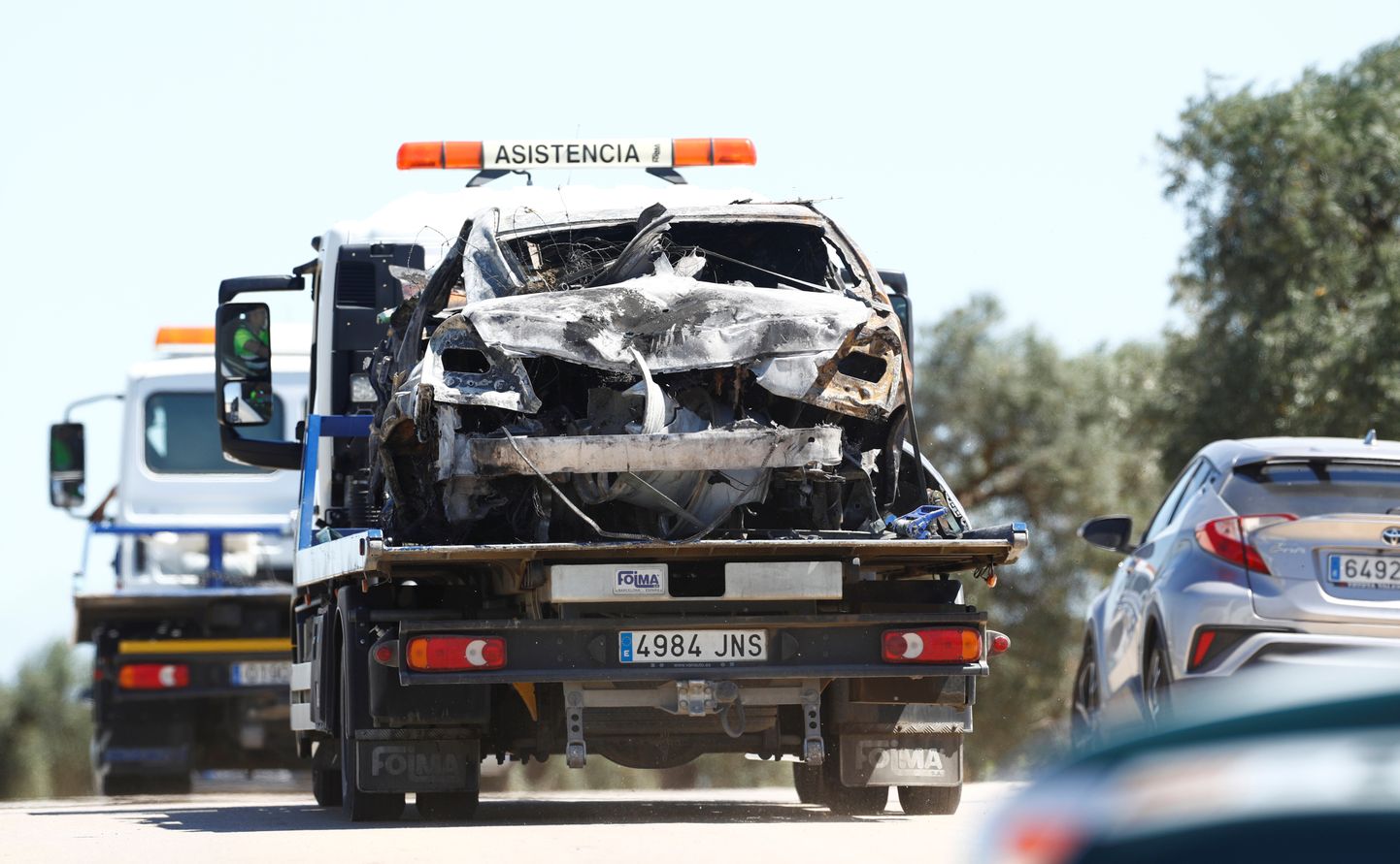 Bojāgājušā spāņu futbolista Hosē Antonio Reijesa automašīna pēc autoavārijas