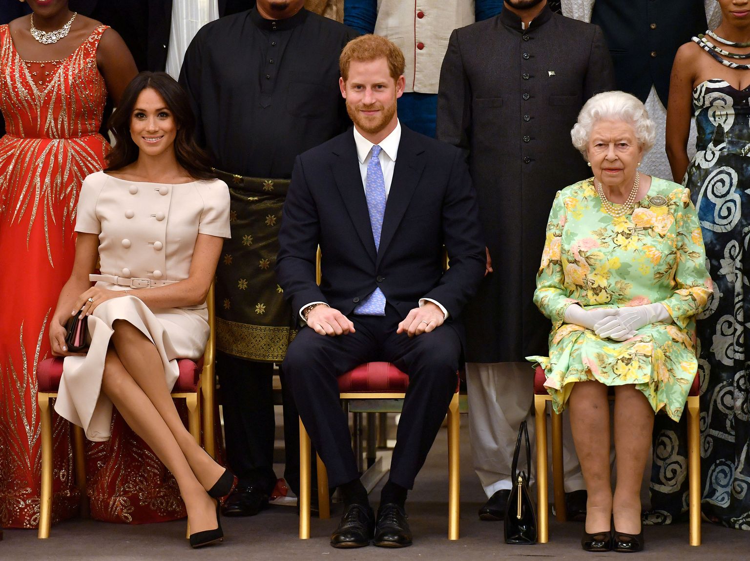 Meghan, Harry ja kuninganna 2018. aastal.