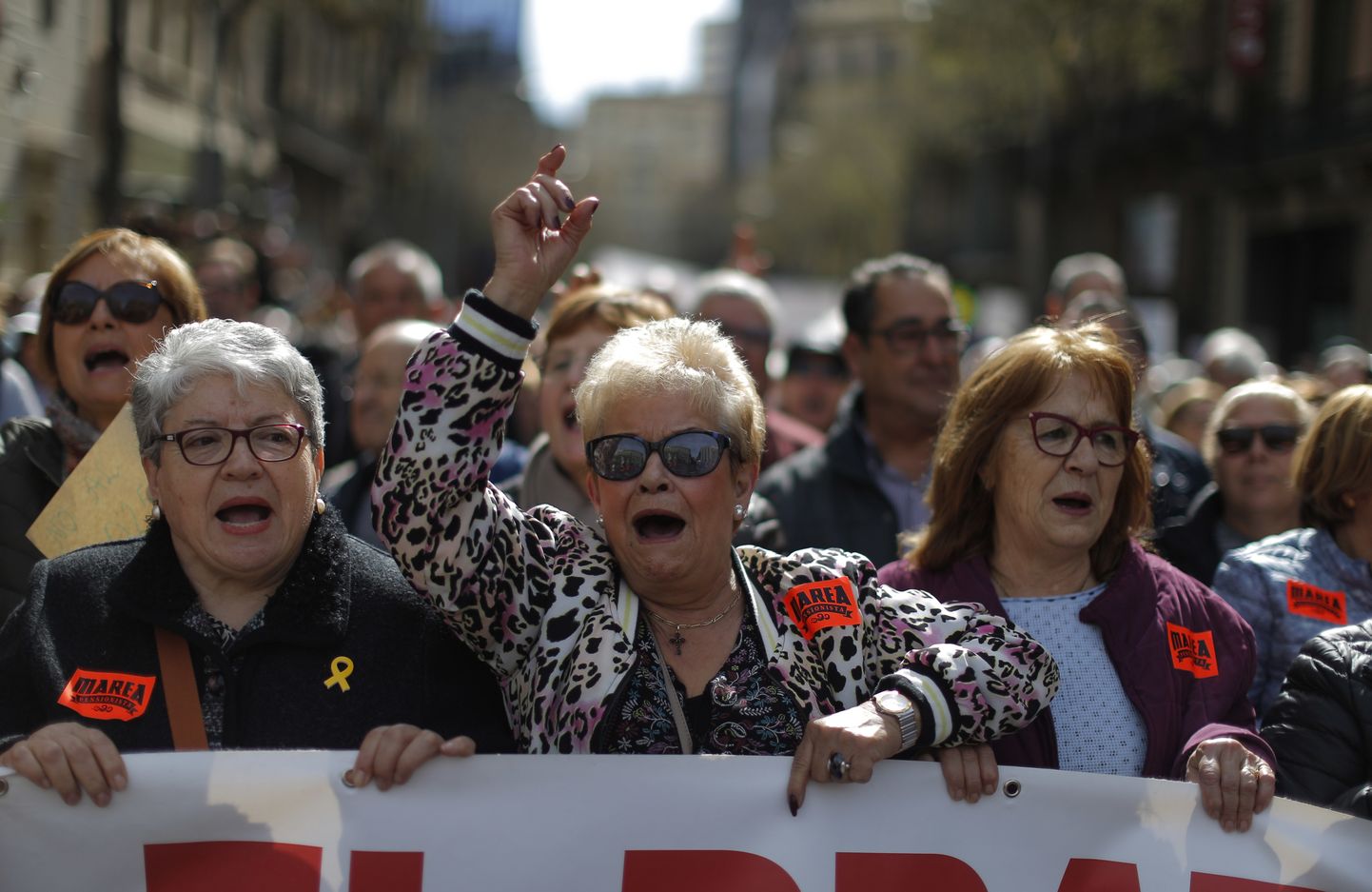 Pensionärid Hispaanias Barcelona tänavatel oma õigusi nõudmas.