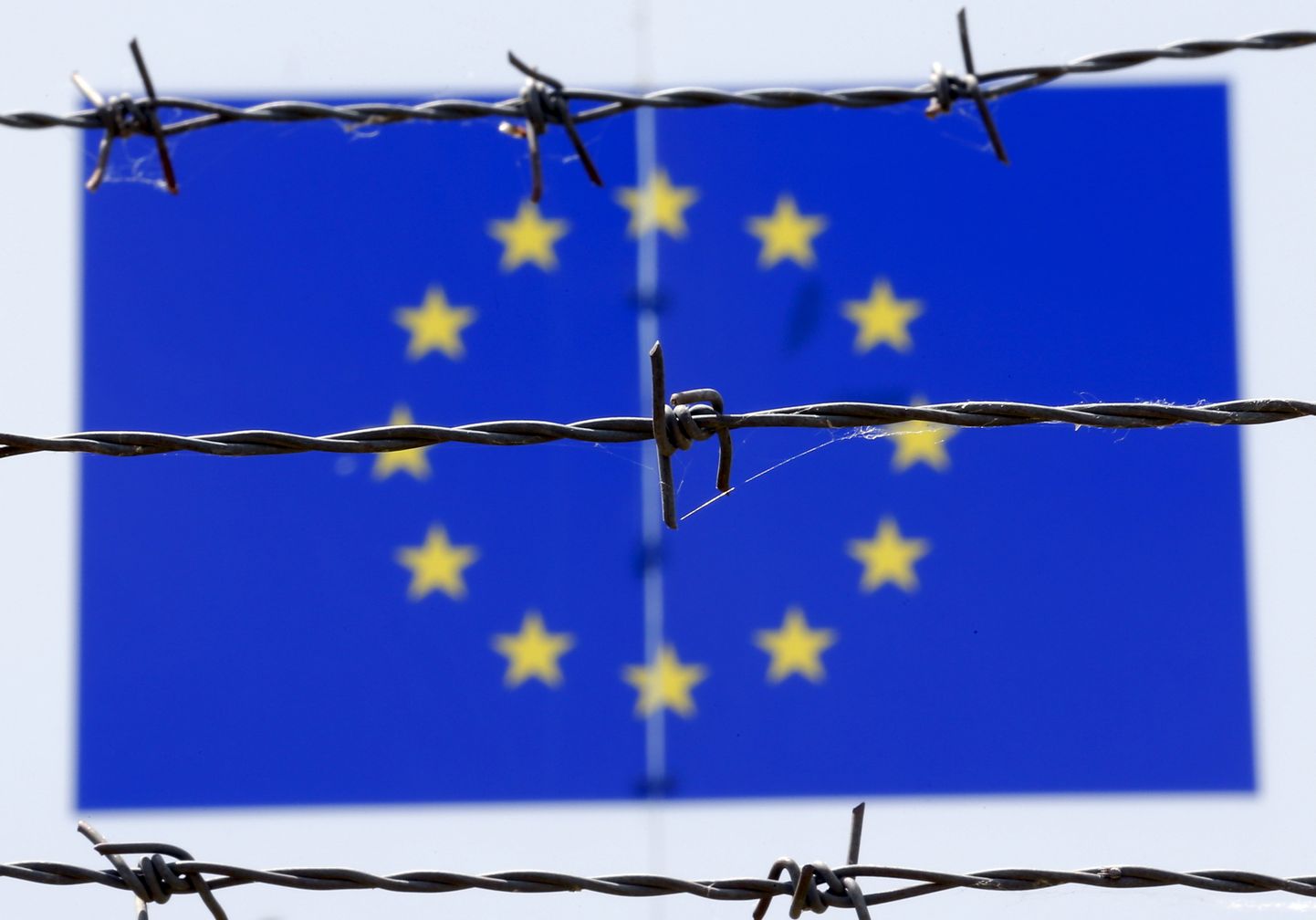 Euroopa Liidu lipp traataia taga.