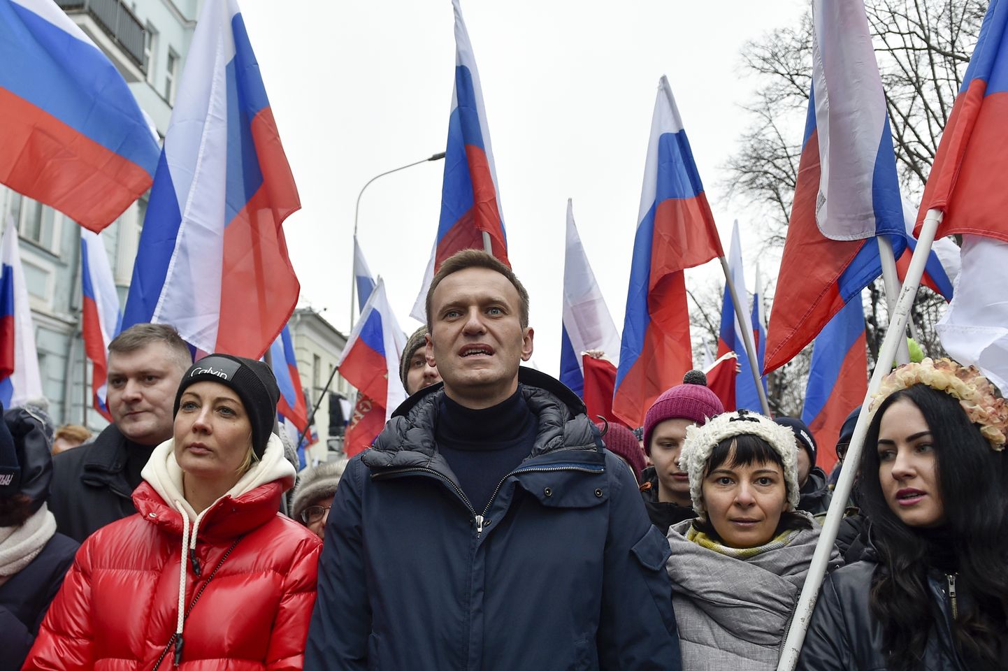 Оппозиционер Алексей Навальный на марше памяти Бориса Немцова.