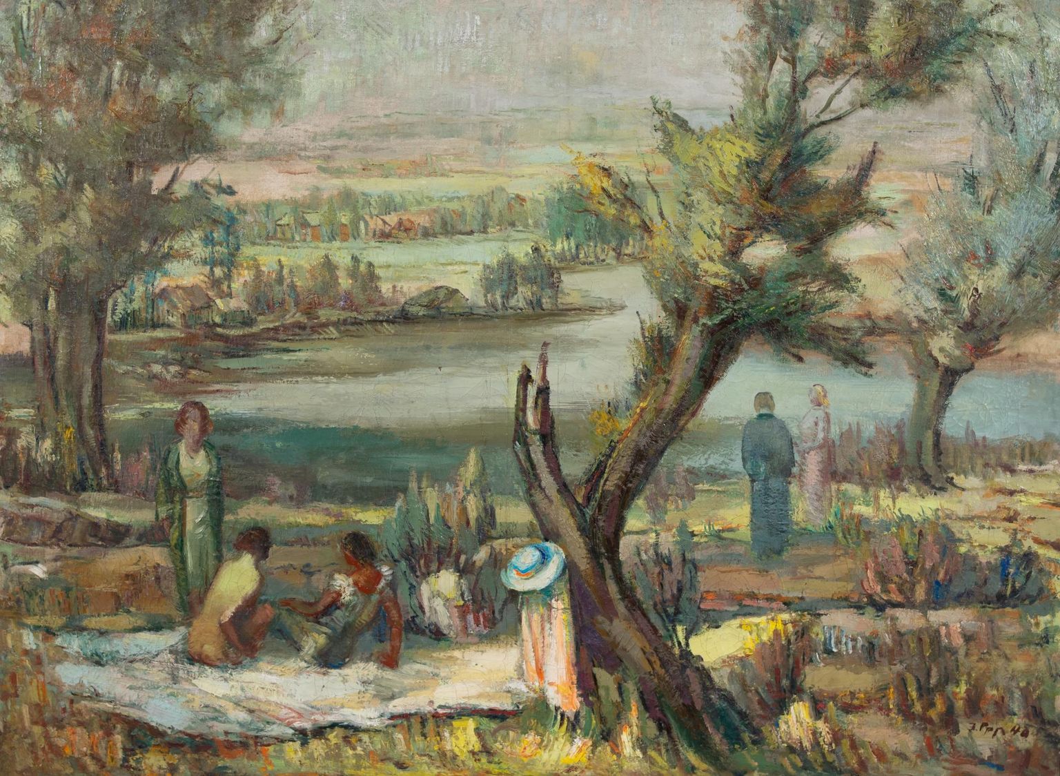 Juhan Püttsepa «Suvikompositsioon» on maalitud aastal 1940, mõõtmed 97 x 130 cm, alghind 35 000 eurot.