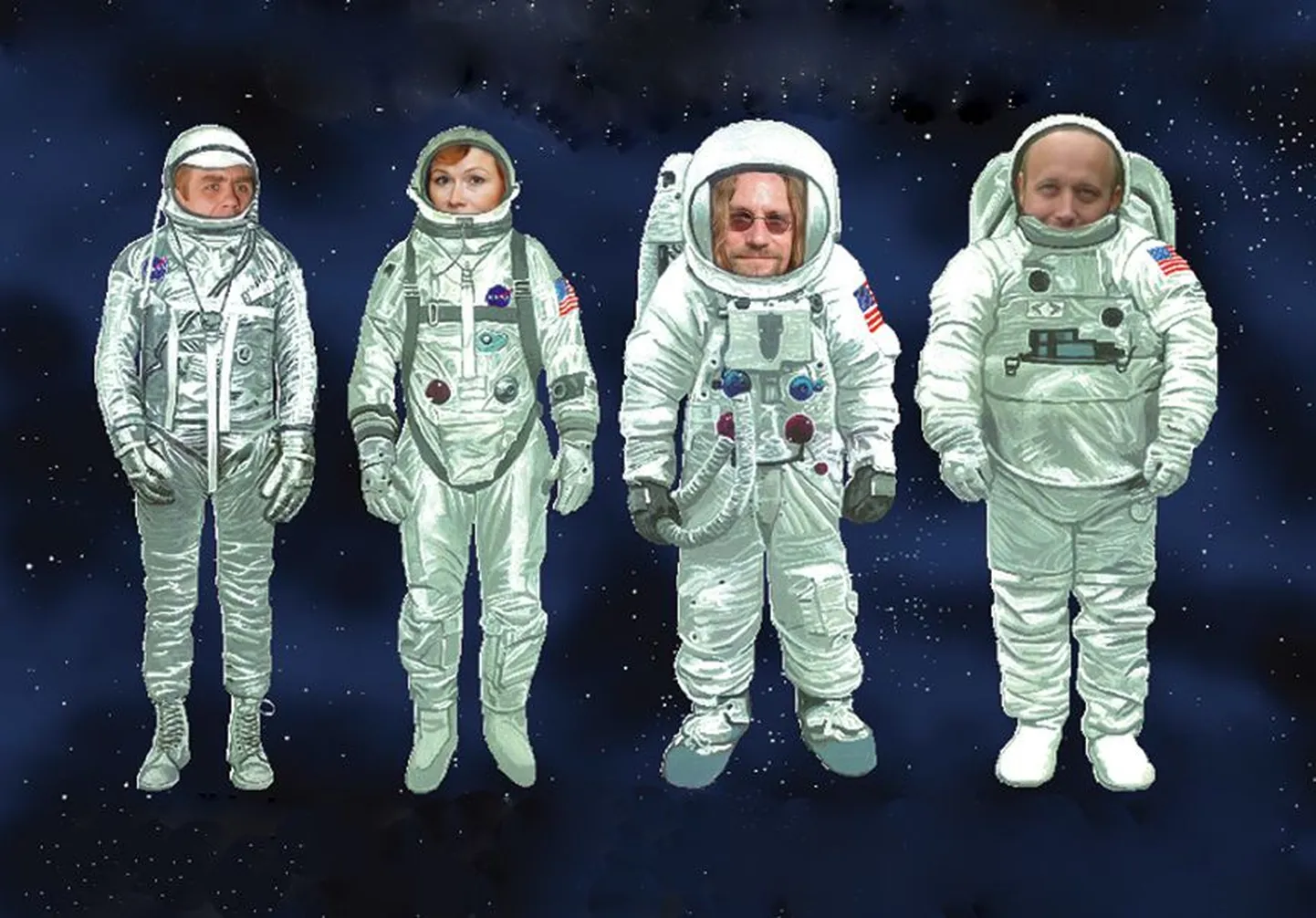 Kolmapäeva õhtul astuvad Kosmonautika puhkekeskuses publiku ette Olavi Ruitlane (vasakult), Doris Kareva, Aapo Ilves ja Kaupo Meiel.