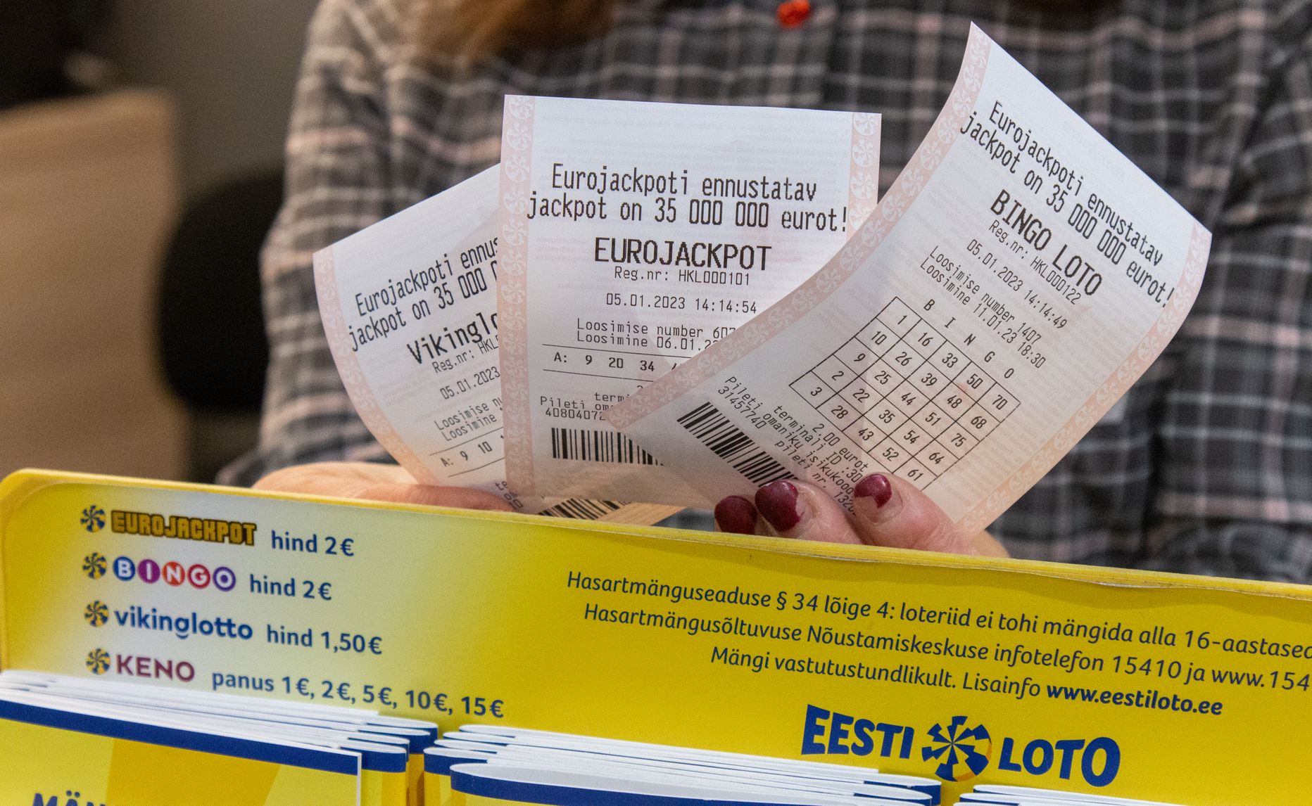 05.01.2023, Viljandi
Loto piletid
Foto Marko Saarm, Sakala