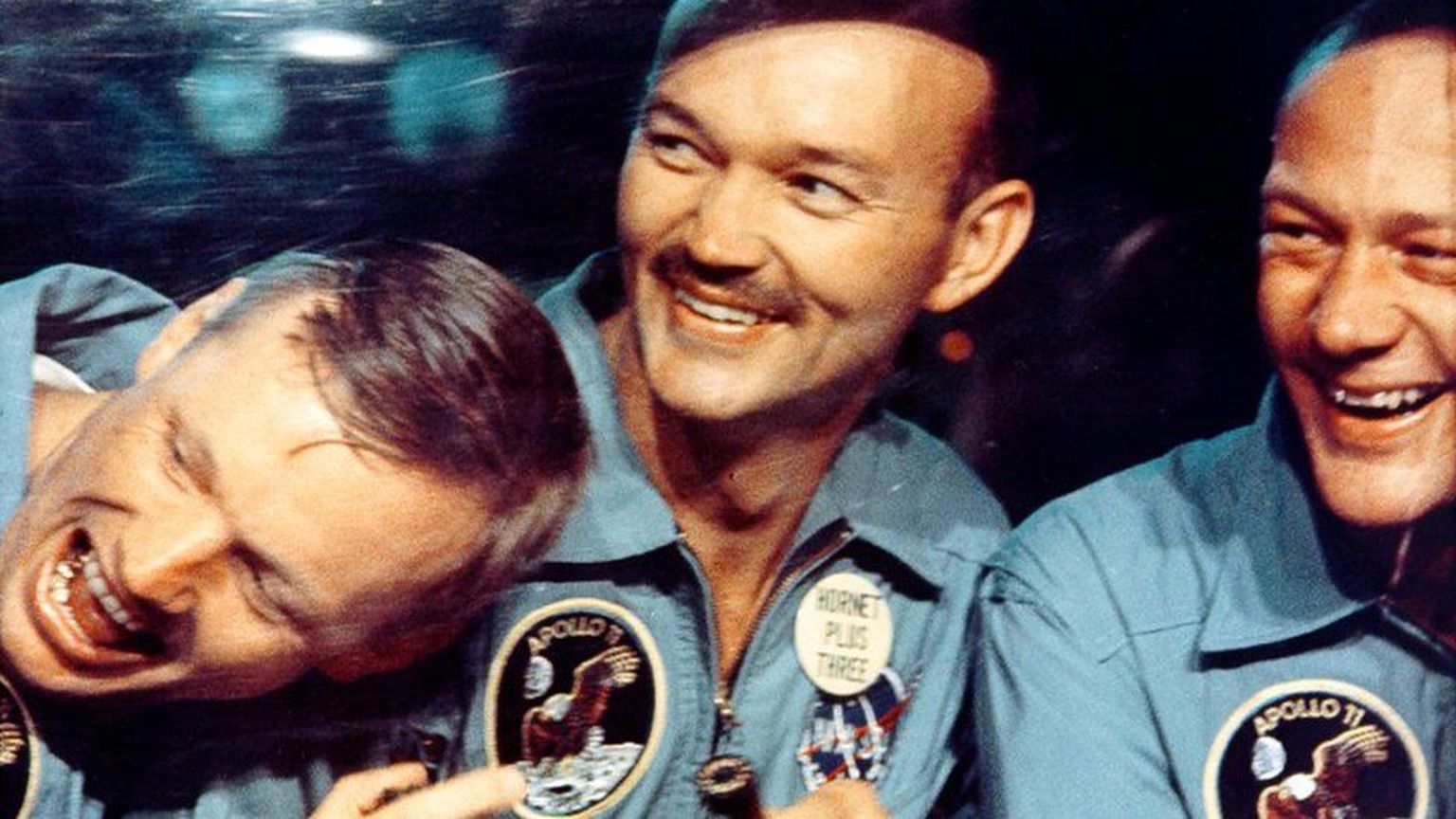 ÕNNELIK KOLMIK: Apollo 11 meeskond vahetult pärast edukat maandumist Vaiksel ookeanil 1969. aasta suvel. Vasakult Neil Armstrong, Michael Collins ja Buzz Aldrin.