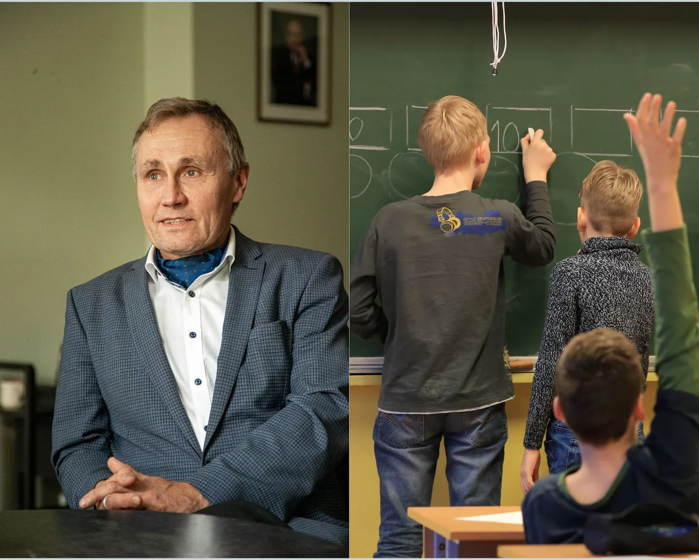 Тынис Лукас и ученики на школьном уроке.