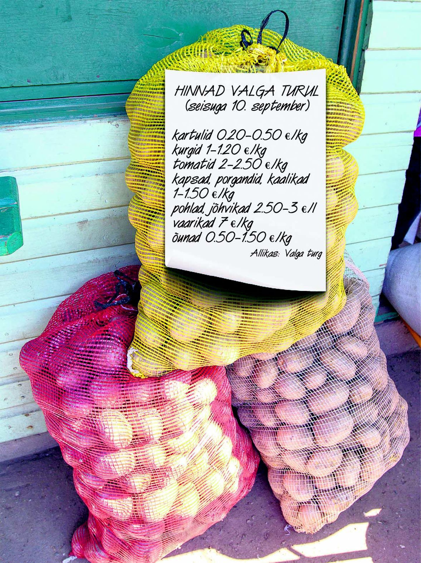 Sõltuvalt kartulimugulate suurusest maksis teisipäeval kilo kartuleid Valga turul kakskümmend kuni viiskümmend senti. Erinevaid sorte oli müügil kuus-seitse.