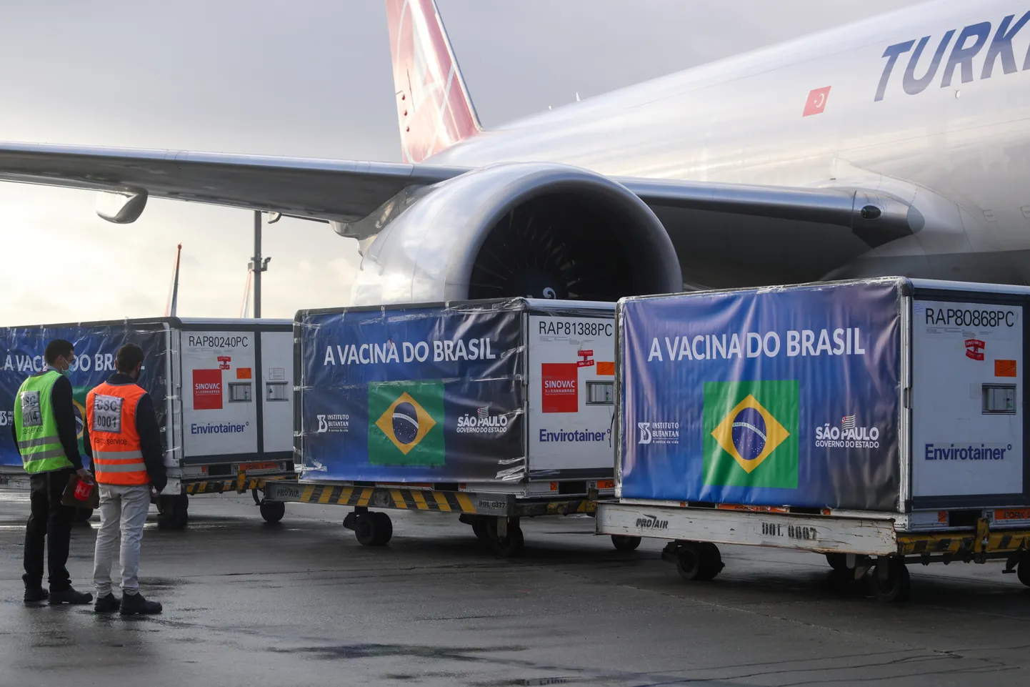 Китайская вакцина Sinovac  прибыла в Бразилию.