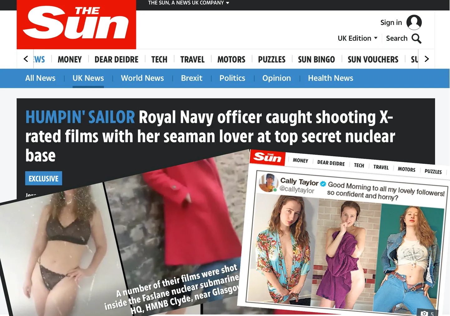Briti väljaanne The Sun kirjutas juba eelmise nädala pühapäeval vallatust Kuningliku mereväe töötajast, kes teenib lisaraha OnlyFansi lehele pornokaid tootes.
