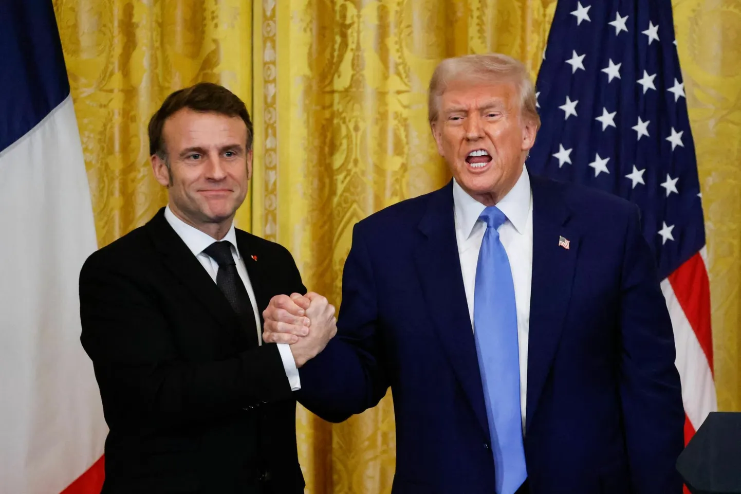 Ameerika Ühendriikide riigipea Donald Trump (paremal) võõrustas Valges Majas Prantsuse presidenti Emmanuel Macroni.