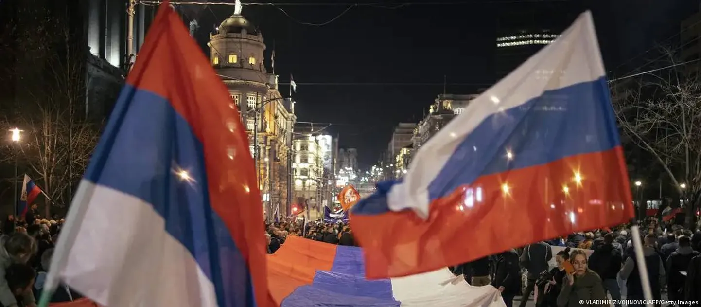 Демонстрация в Белграде в поддержку России, 24 марта 2022 года.