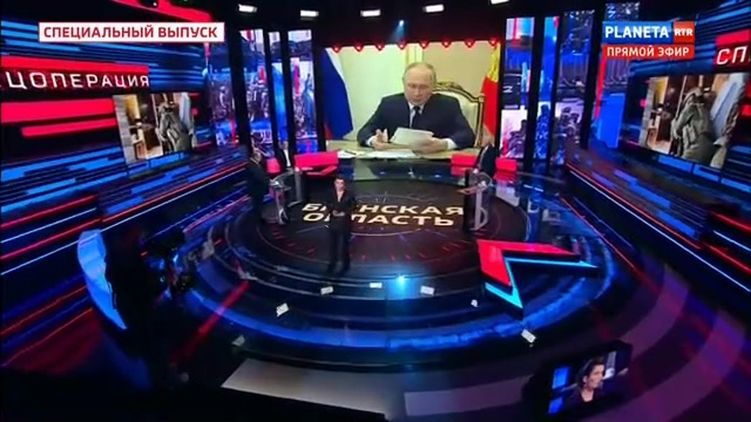 Aiz priekškara. Propagandiste Skabajeva un Krievijas prezidents Vladimirs Putins