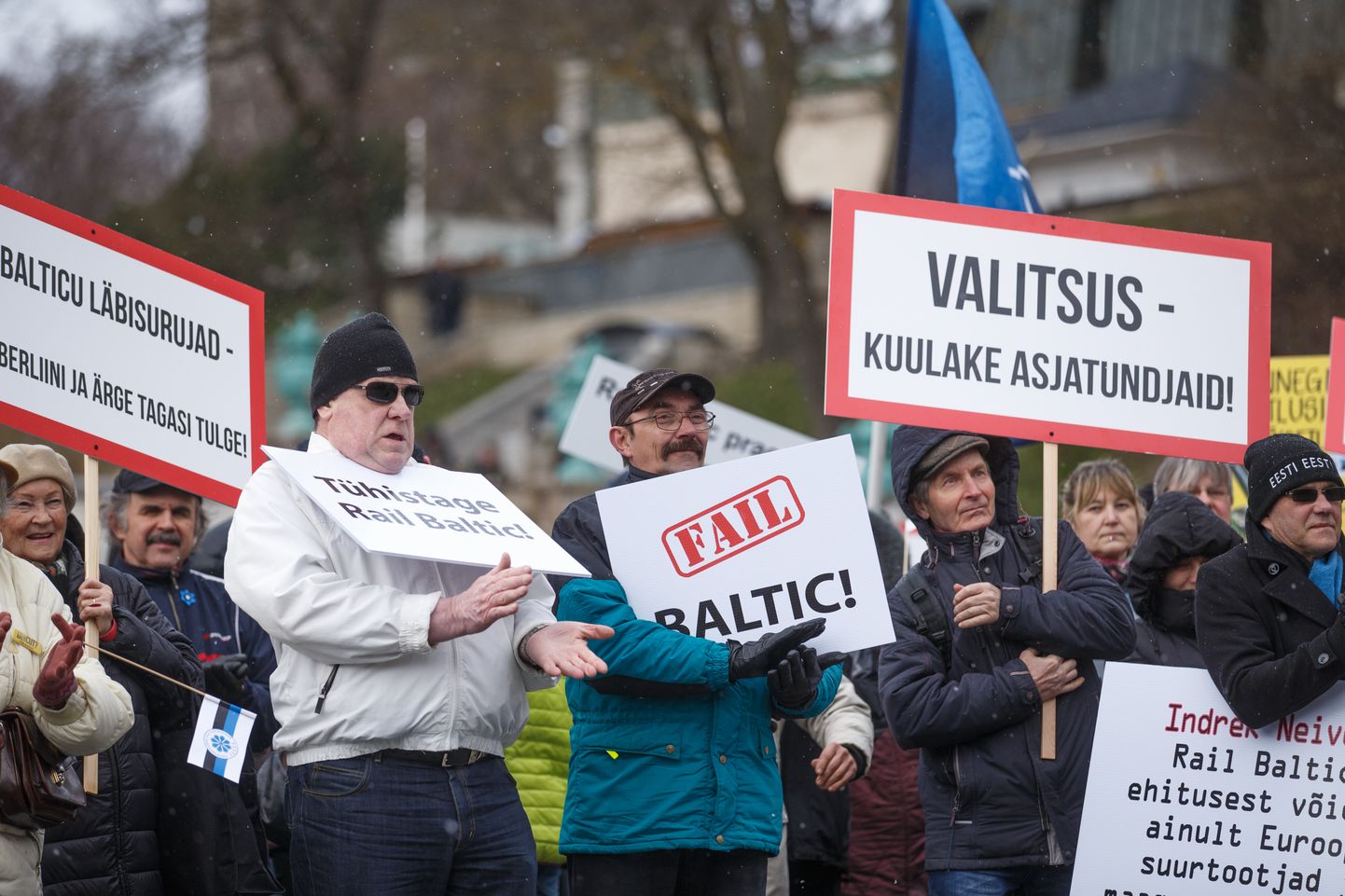 Rail Balticu vastased avaldavad Vabaduse platsil meelt.