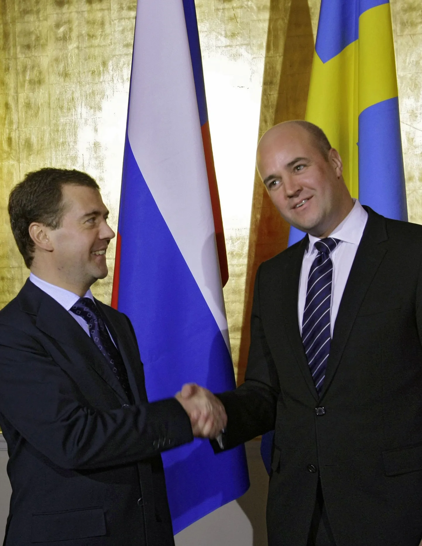 Vene president Dmitri Medvedev ja Rootsi valitsusjuht Fredrik Reinfeldt (paremal) täna Stockholmis.