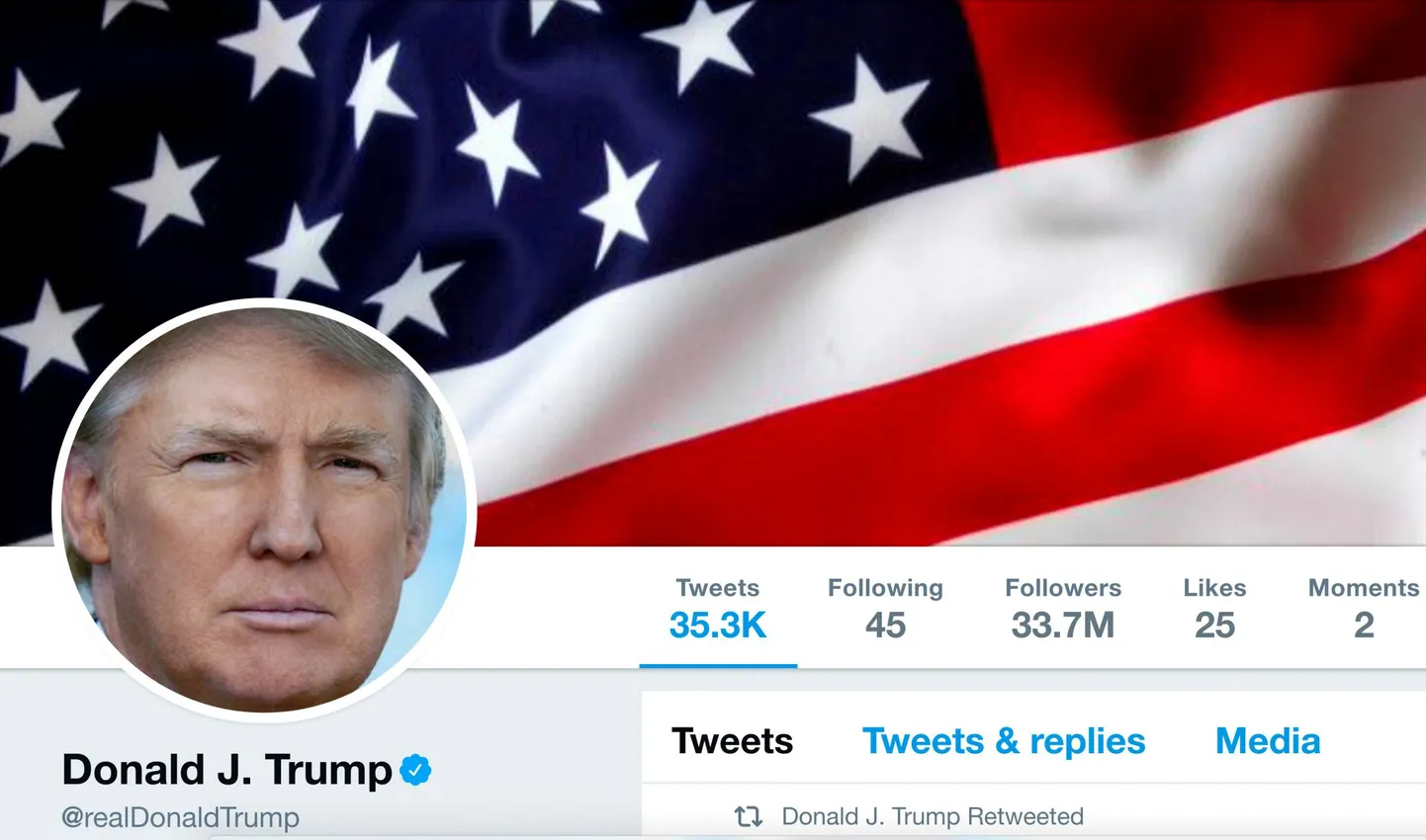 USA president Donald Trump on agar Twitteri kasutaja.