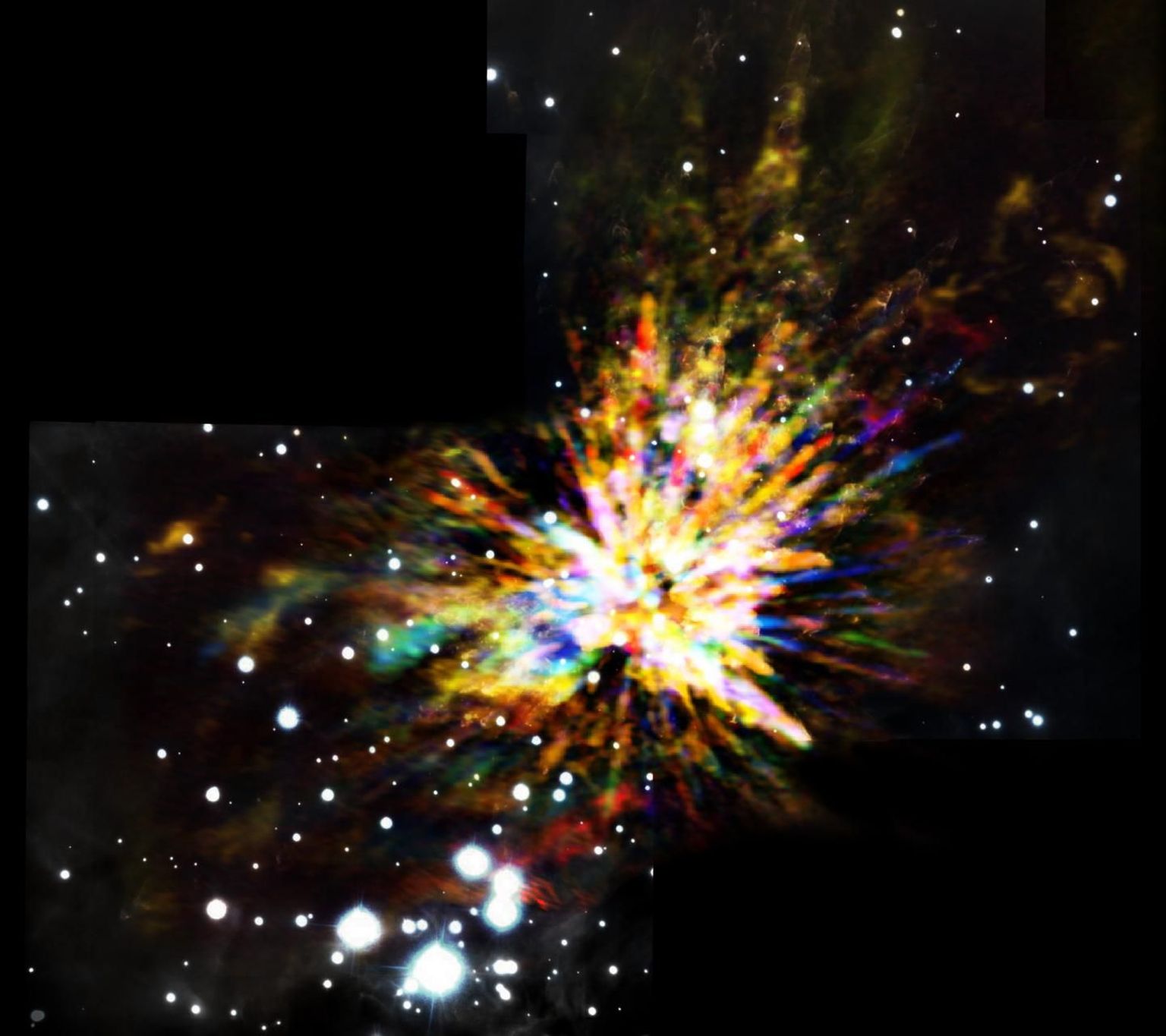 ALMA teleskoobi tehtud pilt tähtede sünni juures toimunud plahvatusest.
