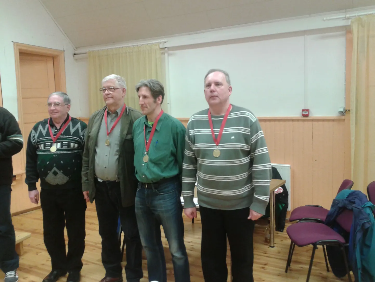 Valgamaa meistrid võistkondlikus mälumängus 2015: Otepää võistkond koosseisus Jüri Aigro (vasakult), Mairold Kõrvel, Meelis Lill ja Kaido Mägi