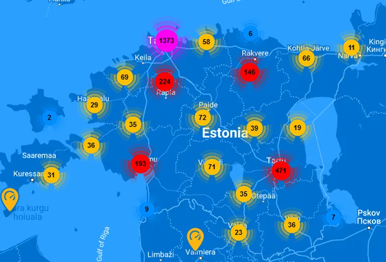 Praeguseks kaardile märgitud kohad, kus kiirust ületatakse.
