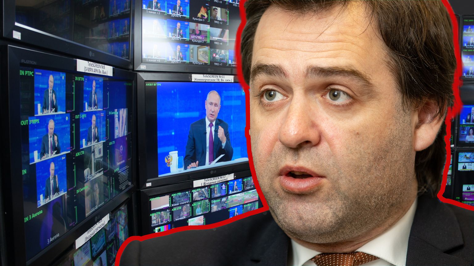 Moldova välisminister Nicu Popescu ja Vene televisioon. Kollaaž.