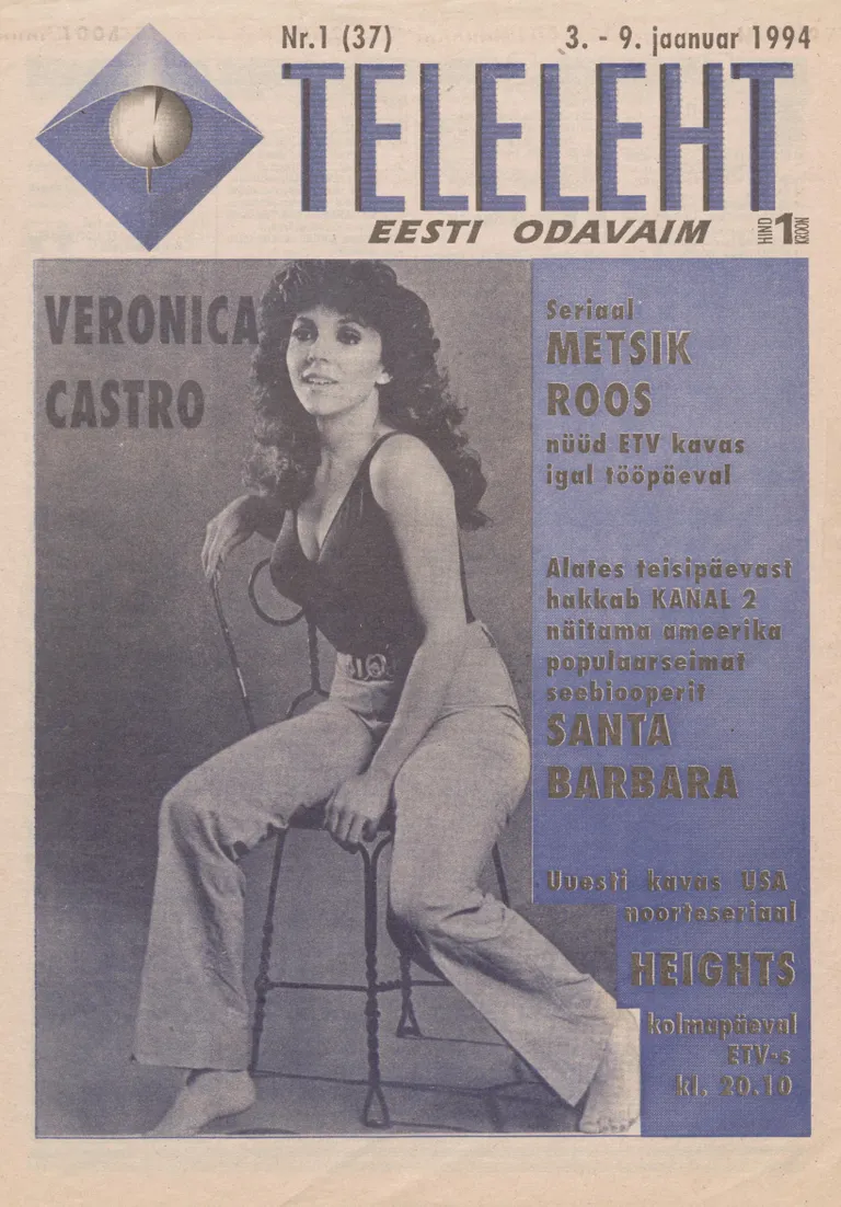 1994. aasta jaanuari Teleleht, mille esikaanel ilutseb Veronica Castro ehk "Metsiku Roosi" peategelane Rosa.