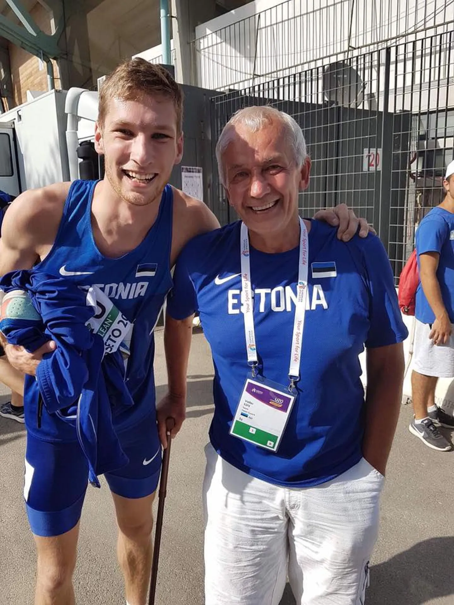 Tony Nõu (vasakul) ja tema treener Valter Espe U20 EMil.